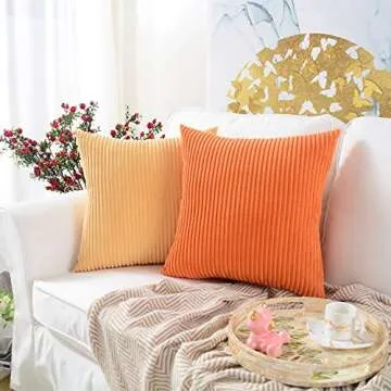 Mernette Soft Corduroy Throw Pillow Covers Set of 2