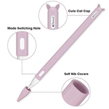 3 Pack Silicone Case for Apple Pencil 2nd Generation Holder Sleeve Skin Cover Accessories for iPad Pro 11 12.9 inch 2018,Cute Soft Grip Pouch Cap Holder and 3 Protective Nib Covers-Purple,Pink,Black