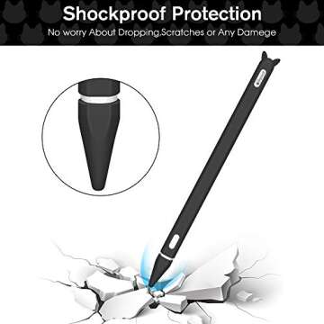 3 Pack Silicone Case for Apple Pencil 2nd Generation Holder Sleeve Skin Cover Accessories for iPad Pro 11 12.9 inch 2018,Cute Soft Grip Pouch Cap Holder and 3 Protective Nib Covers-Purple,Pink,Black