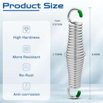 2Pack Premium Porch Swing Springs,1300lb Heavy Duty Springs, Rust Resistant Swing Springs, Spring fo...