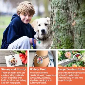 Csdtylh 170Pcs Pendant Trays Kit, Round Cabochon and Tray, Alloy Tray Charms Bulk, Bezel Pendant Trays for Homemade Jewelry, Necklaces, DIY Crafts, Resin Art, Paint Pour Skins and Costume Jewelry