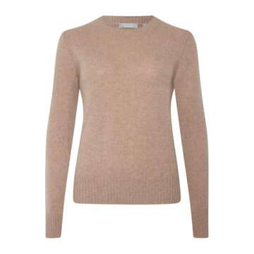 Style Republic 100% Pure Cashmere Long Sleeve Crew Neck Sweater for Women