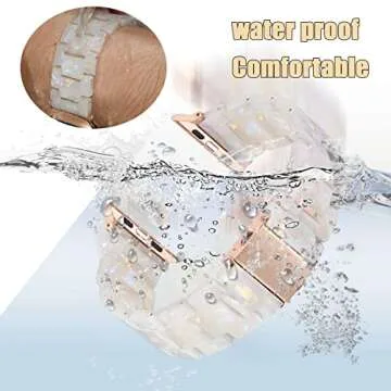 V-MORO Resin Band Compatible with Series 7/8/9/10 Apple Watch Bands 41mm/40mm/38mm/42mm Fashion Strap for iWatch Series 6/5/4/3/2/1/SE Lightweight Bracelet Wristband Replacement Women(Aurora White)