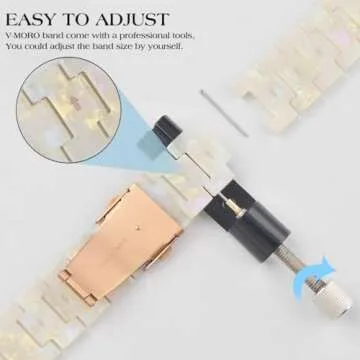 V-MORO Resin Band Compatible with Series 7/8/9/10 Apple Watch Bands 41mm/40mm/38mm/42mm Fashion Strap for iWatch Series 6/5/4/3/2/1/SE Lightweight Bracelet Wristband Replacement Women(Aurora White)