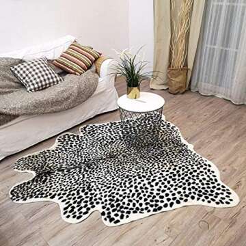Leopard Print Rug, 6.8x5.2ft Faux Fur Large Leopard Hide Rug Animal Printed Rug Carpet Perfectly in ...