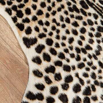 Leopard Print Rug, 6.8x5.2ft Faux Fur Large Leopard Hide Rug Animal Printed Rug Carpet Perfectly in Home Office Livingroom,Bedroom