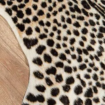 Leopard Print Rug 6.8x5.2ft Faux Fur for Home Living Room