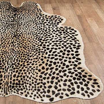 Leopard Print Rug, 6.8x5.2ft Faux Fur Large Leopard Hide Rug Animal Printed Rug Carpet Perfectly in Home Office Livingroom,Bedroom