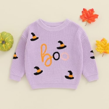 Toddler Halloween Pumpkin Chunky Knit Sweater for Fall