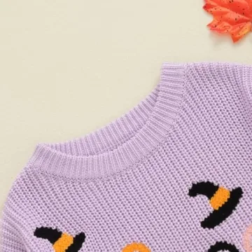 Toddler Halloween Pumpkin Chunky Knit Sweater for Fall