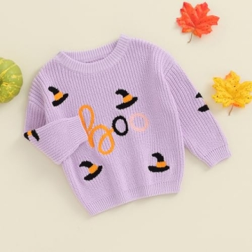 Toddler Halloween Pumpkin Chunky Knit Sweater for Fall