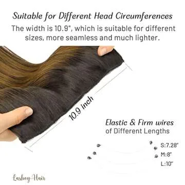Wire Hair Extensions, 14 inch 75g Dark Brown with Light Brown Invisible Wire Fish Line Hair Extensions Straight Lashey Real Human Hair Extensions for women Remy Human Wire Hair Extensions