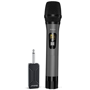 Bietrun Wireless Microphone Only for Mic Input, UHF Metal Dynamic Handheld Multipurpose Mic with Rec...