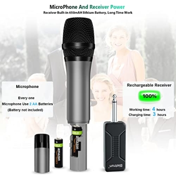 Bietrun 160ft Wireless Mic - Rechargeable & Durable