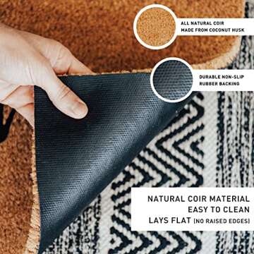 THEODORE MAGNUS Natural Coir Doormat with Non-Slip Backing - 17 x 30 - Outdoor / Indoor - Natural - Welcome Pumpkin - COIR-1730-15-208