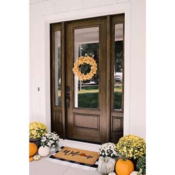 THEODORE MAGNUS Natural Coir Doormat with Non-Slip Backing - 17 x 30 - Outdoor / Indoor - Natural - Welcome Pumpkin - COIR-1730-15-208