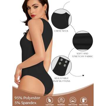 Women's Crew Neck Sleeveless Bodysuits Racerback Halter Tank Top Body Suits for Womens Sexy Thong Bo...