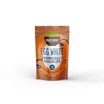 Miracle Noodle High Protein Egg White Noodles - Vermicelli – Angel Hair Substitute - Low Carb & Lo...