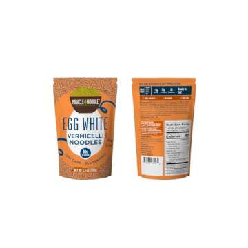 Miracle Noodle High Protein Egg White Noodles - Vermicelli – Angel Hair Substitute - Low Carb & Low Calorie – Ready to Eat – 3.5 Ounce (Pack of 6)