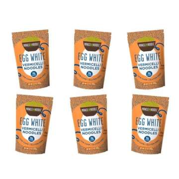 Miracle Noodle High Protein Egg White Noodles - Vermicelli – Angel Hair Substitute - Low Carb & Low Calorie – Ready to Eat – 3.5 Ounce (Pack of 6)