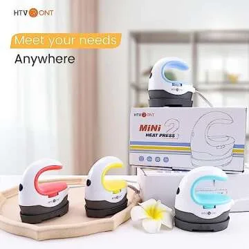 HTVRONT Heat Press Mini Heat Press Machine, Small Heat Press Portable Iron Press Machine for T Shirts, Hats, Heating Transfer Projects (Mint)