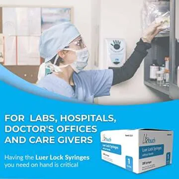 Litetouch 1ml Luer Lock Syringe, Sterile, Individually Sealed - 100 Syringes per Box (no Needle)