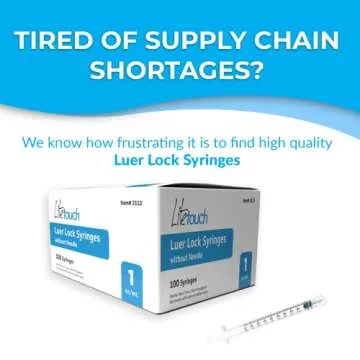 Litetouch 1ml Luer Lock Syringe, Sterile, Individually Sealed - 100 Syringes per Box (no Needle)