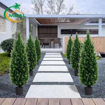 MDAL 6ft Artificial Topiary Trees Beautiful Realistic Faux Cedar Pines UV Protection for Indoor Outdoor Front Porch Decorate (Christmas Tree*2)