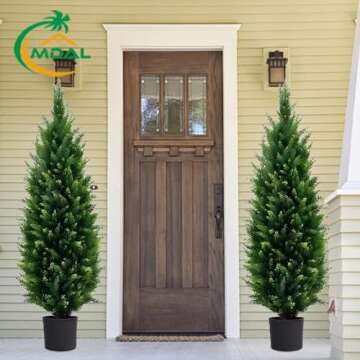 MDAL 6ft Artificial Topiary Trees Beautiful Realistic Faux Cedar Pines UV Protection for Indoor Outdoor Front Porch Decorate (Christmas Tree*2)