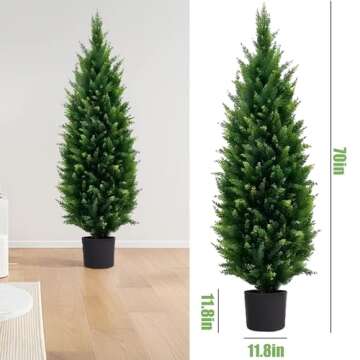 MDAL 6ft Artificial Topiary Trees Beautiful Realistic Faux Cedar Pines UV Protection for Indoor Outdoor Front Porch Decorate (Christmas Tree*2)