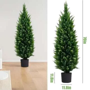 MDAL 6ft Artificial Topiary Trees Beautiful Realistic Faux Cedar Pines UV Protection for Indoor Outdoor Front Porch Decorate (Christmas Tree*2)