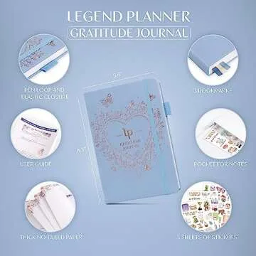 Legend Gratitude Journal – Guided Daily Journal to Foster Positivity & Happiness – Grateful Notebook to Write in – Inspirational Affirmation & Thankful Journal – Hardcover (Periwinkle)