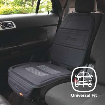 Diono Seat Guard Complete, Full Size Car Seat Protector for Under Child Car Seat, Crash Tested, Raised Edges, Thick Padding & Non Slip Backing for Durable Protection, Black