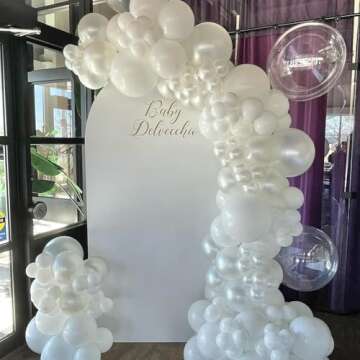 Pearl White Balloons 12 inch, White Latex Balloons 50pcs Party Balloons for Wedding Engagement Bridal Baby Shower Birthday Party Decorations