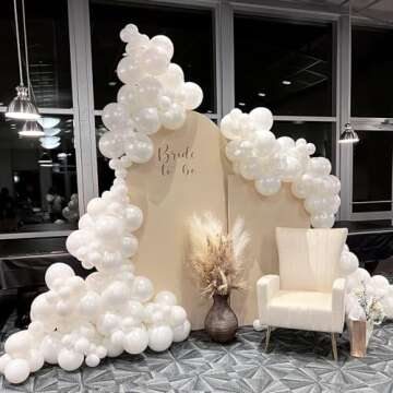 Pearl White Balloons 12 inch, White Latex Balloons 50pcs Party Balloons for Wedding Engagement Bridal Baby Shower Birthday Party Decorations