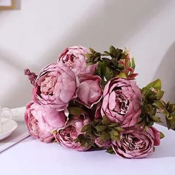 Duovlo Vintage Artificial Peony Flowers for Home & Weddings