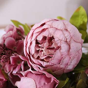 Duovlo Vintage Artificial Peony Flowers for Home & Weddings