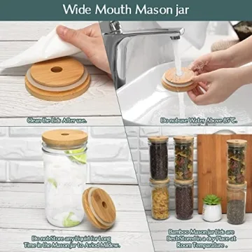 Dearwell Mason Jar Cups Set of 6, Wide Mouth Eco Glass Drinkware