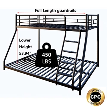 GRAYELL Metal Bunk Bed Twin Over Full - Heavy Duty & Safe  