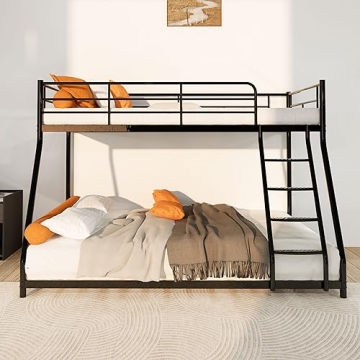 GRAYELL Metal Bunk Bed Twin Over Full - Heavy Duty & Safe  