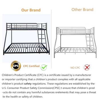 GRAYELL Metal Bunk Bed Twin Over Full - Heavy Duty & Safe  