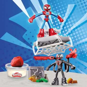 Play-Doh Marvel Spider-Man Launch & Slice Battle Playset with 2 Bendy Action Figures and 7 Accessori...