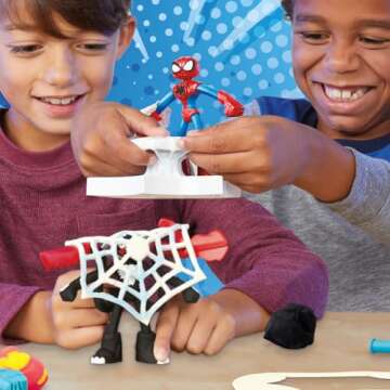 Play-Doh Marvel Spider-Man Launch & Slice Battle Playset with 2 Bendy Action Figures and 7 Accessories, Imagination Toys for Boys & Girls 4 Years & Up