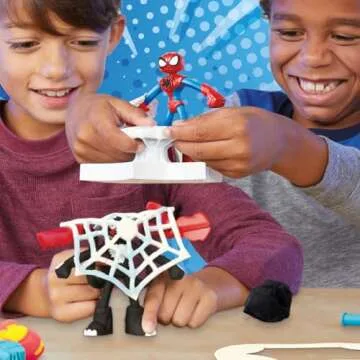 Play-Doh Marvel Spider-Man Launch & Slice Battle Playset with 2 Bendy Action Figures and 7 Accessories, Imagination Toys for Boys & Girls 4 Years & Up