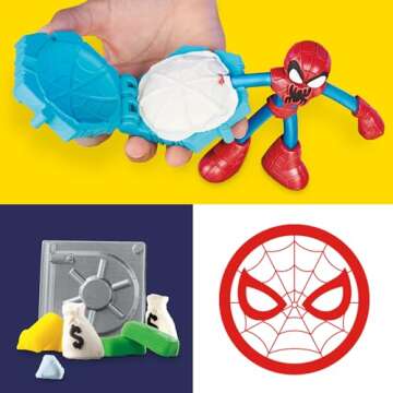 Play-Doh Marvel Spider-Man Launch & Slice Battle Playset with 2 Bendy Action Figures and 7 Accessories, Imagination Toys for Boys & Girls 4 Years & Up