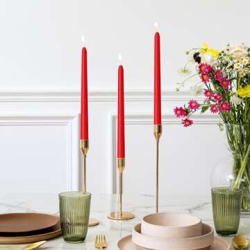 LYOBATH Dripless Red Taper Candles for Every Occasion