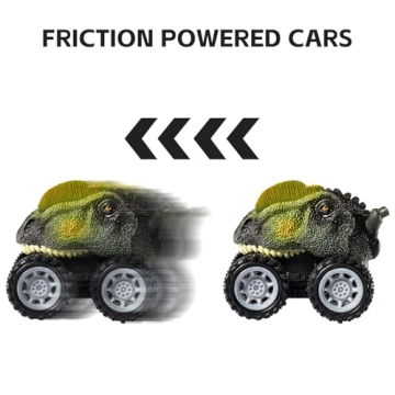 TEMI Dinosaurs Truck Toys for Boys Kids 3-5 Years, Transport Car with 3 Dinosaur Figures and 3 Monster Cars, Friction Powered Toy Vehicle in Carrier with Light and Sound, Toddler Play Gifts Set