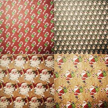 Christmas Scrapbook Paper 6x6, Christmas Assorted Pattern ,24pcs Scrapbooking DIY Decorative Cardmaking Craft Paper (Santa-Sleigh)