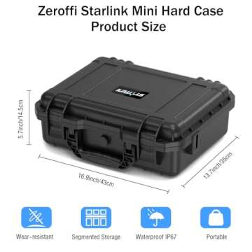 Zeroffi Starlink Mini Case, IP67 Waterproof Starlink Mini Carrying Case for Travel, Portable Protective Hard Case with Molded Foam for Starlink Mini and Accessories, Black