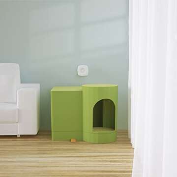 Litter Box Enclosure with lid Scoop,Kitty Cat Litter Box Furniture Hidden,No Need Installation,Dog Proof Cat Toilet Feline Hideaway,Covered Large House Indoor Decor,Flushable and Deodorizer Green